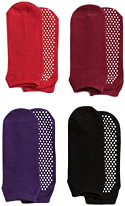 Yoga Socks Non Slip Skid Pilates Barre Ballet 4 Pack Socks with Grips Cotton For Women