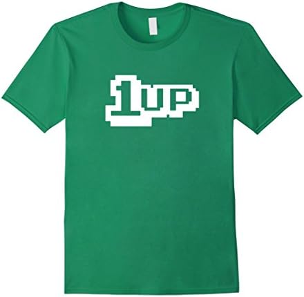 Mens Retro 8-Bit 1-Up Gamer Pixel Art Level Up Vintage Shirt Large Kelly Green