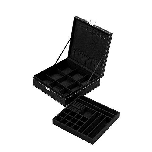 Two Layer Jewelry Box Organizer Display Storage Case with Lock & Key-Storage box with lock-Jewelry b
