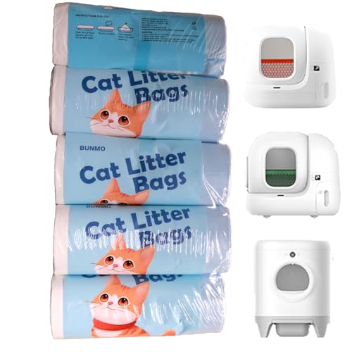 BUNMO Litter Bin Liners, Compatible with PURA Max, PURA Max 2 and PURA X, Leak-Proof and Perfectly Fitted, Can Be Removed in One Move (100 Bags / 5 Rolls)