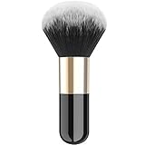 Luxspire Professional Makeup Brush Flat Kabuki Brush, Single Handle Large Round Head Soft Face Mineral Powder Foundation Brush Blush Brush Cosmetics Make Up Tool, Black & Gold