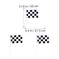 LUOEM Racing Stick Flags Mini Racing Flags Black White Checkered Flag On Stick for Nascar Tiny Car Sport Events Decoration Supplies,Pack of 10