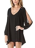 Voinnia Womens Casual Loose Chiffon V Neck A Line Dress