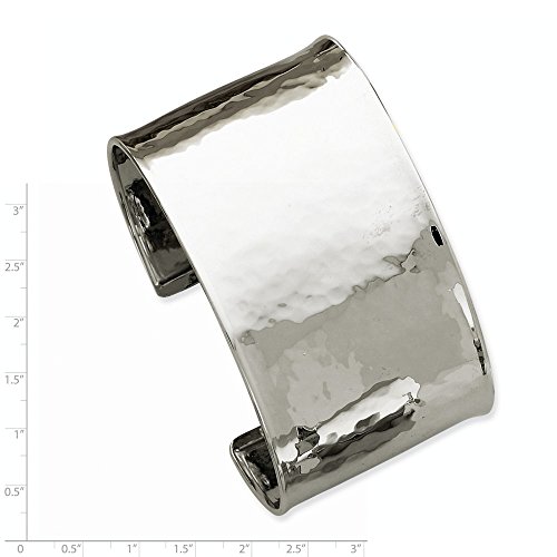 14k White Gold 37mm Hammered Polished Bangle