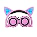 Cat Ear Headphones, KOMRT Blinking Kids Headphones Fashion Glowing Cosplay Headset, Foldable Over-Ear Gaming Headsets with LED Light for Girls, Children, Compatible for iPhone 6S,Android Phone,PC
