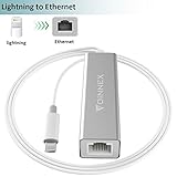 FOINNEX Aluminum Lightning to Ethernet Adapter For iPhone/iPad, iPhone/iPad to Ethernet Adapter Cable Connect the Lightning Bolt to Wired Lan Ethernet Internet through via RJ45 Port -- Silver