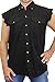 BLACK Basic Plain Sleeveless Denim Biker Shirt (2X)