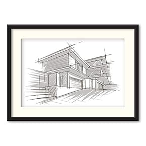 Black Paper Framed for Living Room Bedroom Black...