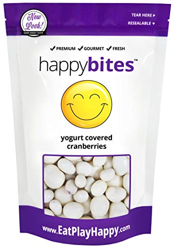 Happy Bites Yogurt Covered Cranberries - Natural Yogurt - Resealable Pouch Bag (1 Pound)