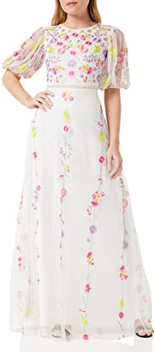 Frock and Frill Women's Floral Embroidered Dress Special Occasion, White,  42 price in Saudi Arabia | Amazon Saudi Arabia | kanbkam