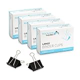 Blue Summit Supplies Large Binder Clips, 4 Pack of 2 Inch Black Binder Clips, 12 Quantity Per Box, 51mm Universal Binder Clips, 48 Pack