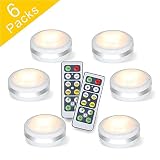 Puck Lights With Remote, Starxing Wireless Led Puck Lights Battery Operated, Led Puck Lights With Remote Control, Led Under Cabinet Lighting, Dimmable Closet Light, Battery Powered, 4000K Natural Whit