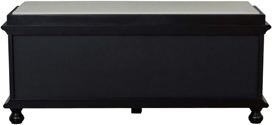  Brand – Ravenna Home Classic Solid Pine Storage Bench, 46.5"W, Black Finish: Furniture & Decor