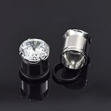 Longbeauty Pair Stainless Steel Diamond Lotus/Prong Set Clear CZ Plugs With O-Ring Stretcher Expander In 2 Style