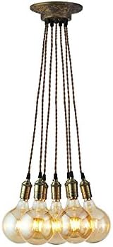 Judy Lighting - 7 Light Vintage Pendant Light Cluster (7 Light Brass)