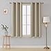 Deconovo Blackout Curtain Panel – Solid Grommet Top, Thermal Insulated & Energy‑Saving, Machine‑Washable Room Darkening Window Treatment for Bedroom & Living Room, 1 Panel, Beige, 42W x 63L