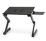 Ivation™ Adjustable Portable Laptop Desk with Dual USB-Powered Fans - Perfect as Laptop Table, Bed Tray or Book Stand - Ergonomic Design Includes Clip-On Mouse Stand