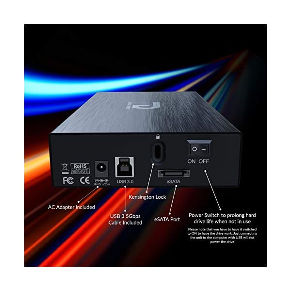 Fantom Drives 18TB Externe Festplatte HDD, GFORCE 3 Pro 7200RPM, USB 3.0 + eSATA, Aluminium, lüfterlos, EIN-/Ausschalter… – Bild 4