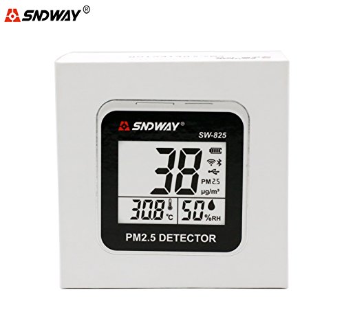 SNDWAY SW-825 Portable Digital PM2.5 PM10 Detector Meter, Temperature, Humidity Air Quality Meter with Alarm Function