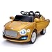 Costzon Ride On Car, 6V Battery Powered Vehicle, Manual/ 2.4G Parental Remote Control Modes Car w/Flashing Wheel Lights, Swing Function, 3 Speeds, Bluetooth, MP3, Music, Radio, Horn for Kids (Gold)