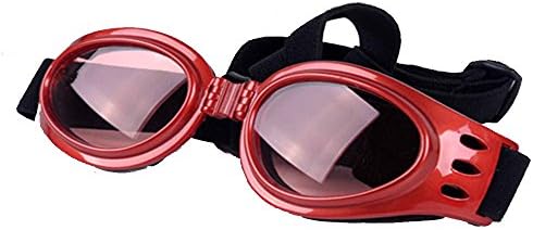 Dog Sunglasses, Doggy Goggles, Kromi Foldable UV Protection Doggie Dog Motorcycle Goggles Eyewear Pet Sunglasses for Small Medium Large Dogs (Red, Large)