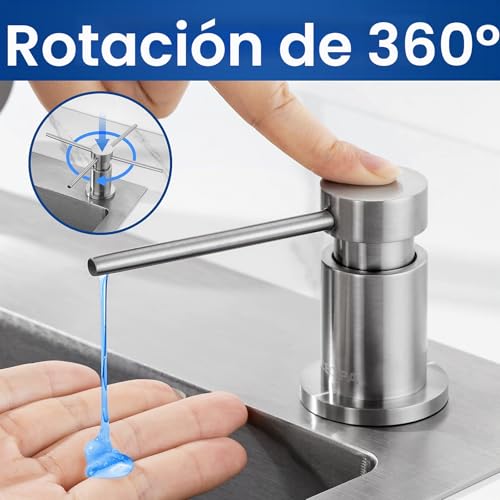 CEICPA Soap Dispenser for Kitchen, Soap Dispenser for Sink with 500 ml Bottle and 1.2 m Extension Hose, 360° Rotating Pump, Brushed