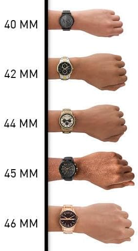Orologio per uomo, Movimento cronografo al quarzo e cassa da 46 mm con cinturino in acciaio, Tono argento e blu