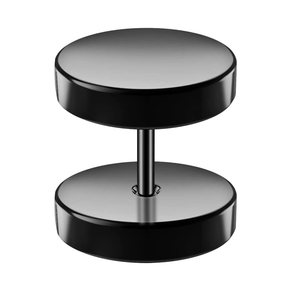 AZARIO London 10MM Flat Round Disc with 16 Gauge Black Anodized 316L Surgical Steel Fake Ear Plug Piercing - Sold by Piece