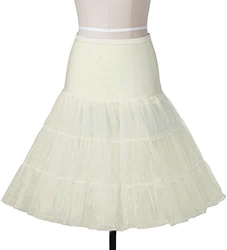 Lidory Ridory Womens Petticoat 1950s Vintage Skirts Crinoline Underskirt Slip Tutu (L, Ivory)