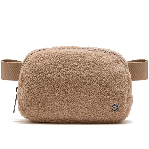 Pander Fanny pack Everywhere Fleece Belt Bag for Women and Men with Adjustable strap Belt, 1L. (Tan)