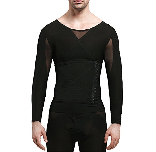 Gynecomastia Compression Hide Man Moobs Chest Binder Clasp Waist Trimmer T-Shirt (Medium)