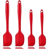 Silicone Spatula,Besiva 4-piece 600ºF Heat-Resistant Baking Spatula Set ,Non-stick Flexible Rubber Spatulas Scraper with Stainless Steel Core Design(Red)