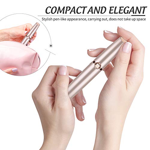 Bestidy Eyebrow Hair Remover,Electric Painless Facial Hair Remover Trimmers with LED Light for Women - Rose Gold - Thumbnail 5