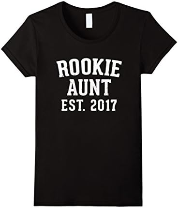 Women's Rookie Aunt Est. 2017 Cool New Aunty Gift New born Tshirt XL Black