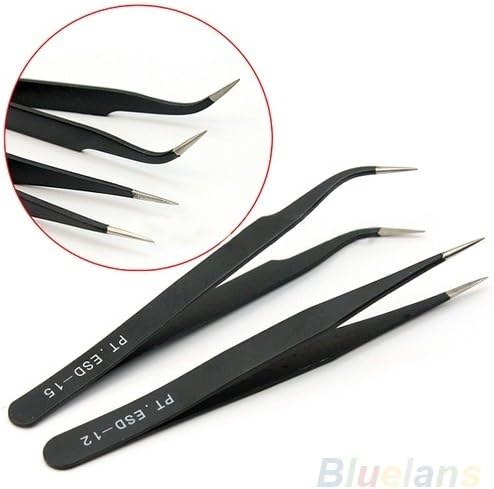 Naomi 2 Nail Art Acrylic Gel Picking Tool Rhinestones Gem Decor Black Eyelash Tweezers