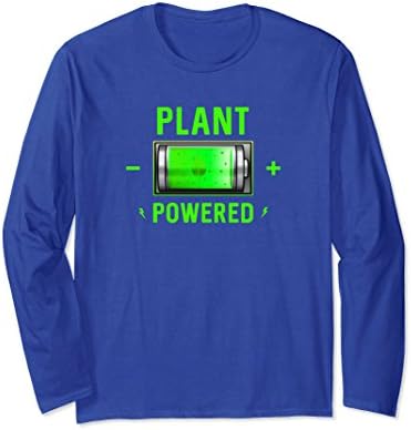 Unisex Plant Powered Long Sleeve T-shirt for Vegetarians and Vegans XL: Royal Blue