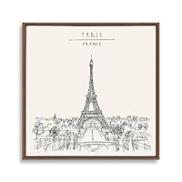 Framed Canvas Wall Art Travel Architecture Sketch Canvas Prints Home Artwork Decoration for Living Room,Bedroom - 16x16 inches