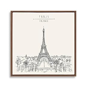 Framed Canvas Wall Art Travel Architecture Sketch Canvas Prints Home Artwork Decoration for Living Room,Bedroom - 24x24 inches