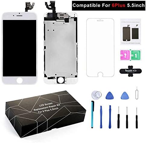 WDODO Compatible For iPhone 6 Plus Screen Replacement LCD Display Touch Digitizer Frame Assembly Full Repair Kit White