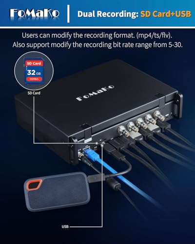 FoMaKo M6 4K HDMI Video Mixer, 10.1 Inch Full HD LCD Screen, 5 Channel Live Broadcast Switch, 4K 60 IPS Input, 1080P 60 IPS Output, SDI+HDMI Video Switch