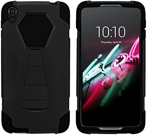 TurtleArmor | Compatible with Alcatel OneTouch Idol 3 Case (5.5") [Dynamic Shell] Hybrid Duo Cover Hard Shell Kickstand Impact Absorber Silicone Sea Ocean Beach - Black