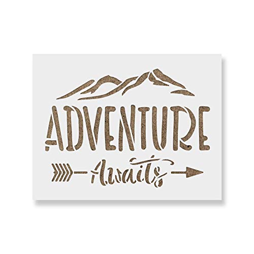 Mua Adventure Awaits Stencil - Sign Stencil, DIY Decor, Travel Art ...