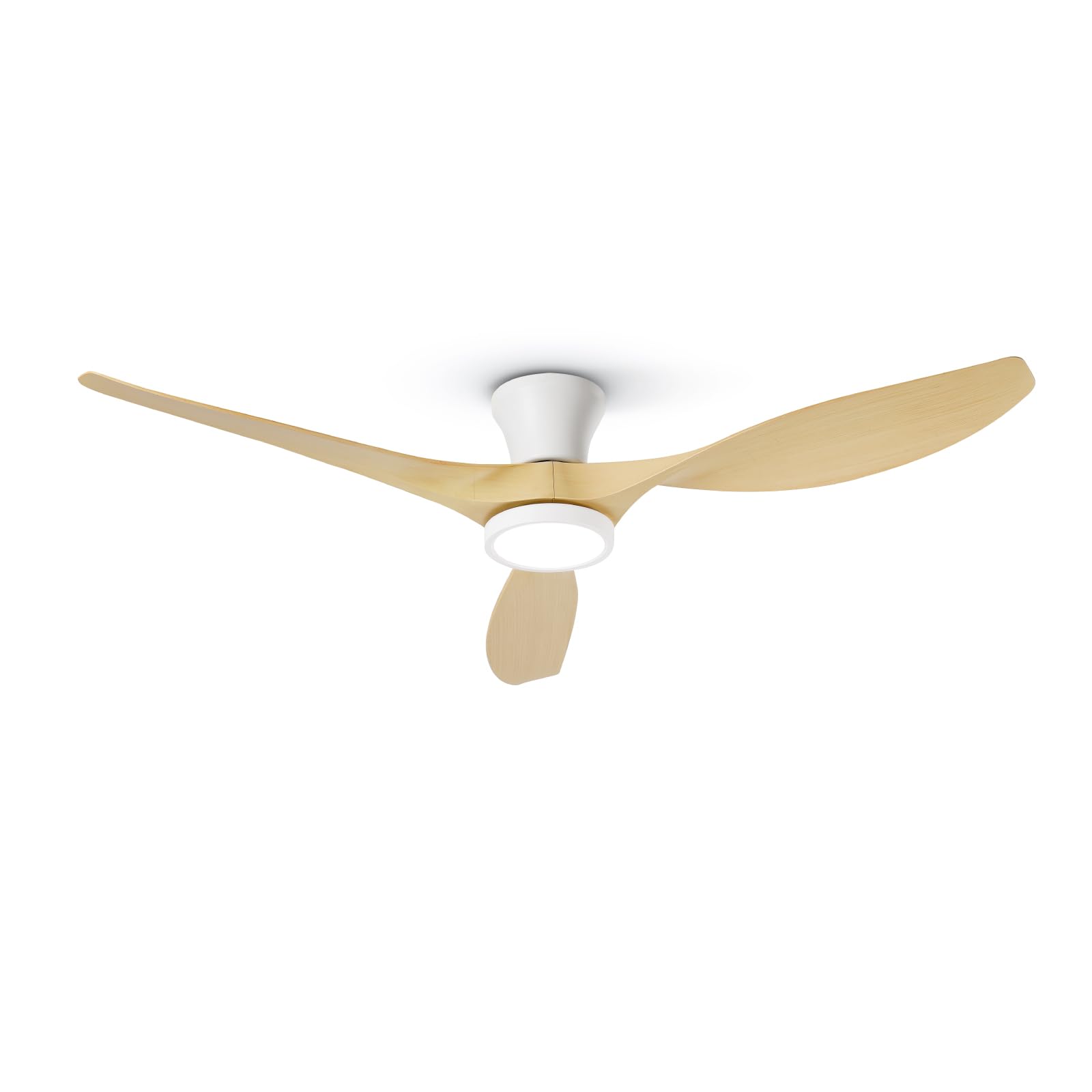 Photo 1 of (PARTIAL SET) (UNTESTED) TALOYA 52 inch Ceiling Fans with Lights and Remote, Flush Mount Low Profile Ceiling Fan with Reversible DC Motor ABS Blades for Bedroom Living Room Kitchen Light Oak Finish