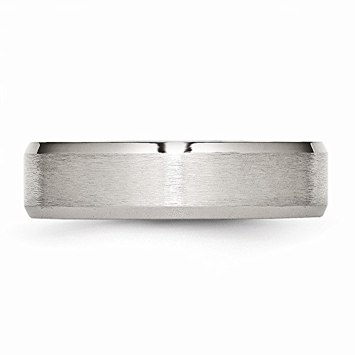 Chisel Titanium Beveled Edge 6mm Brushed and Polished Band - Size 9 - Thumbnail 2