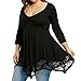 Women Plus Size Clothing, Misaky Long Sleeve Lace Blouse Shirt Long Tunic Tops