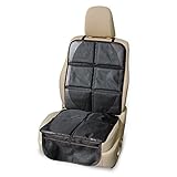 PoppyTootToot Vinyl Child Car Seat Protector with Top Straps, Adjustable Back Panel and Storage Pockets