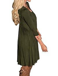 bbalizko vestidos túnica de manga 3 4 para mujer Swing suelto Plain Midi vestido con bolsillo