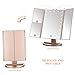 EMOCCI Lighted Makeup Mirror Tri-Fold Vanity Cosmetic Mirrors with 21 led Lights 3X 2X 1 Magnification USB Charging 180 Degree Free Rotating for Dressing Bedroom Countertop Tabletop(Gold)