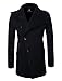 Tom's Ware Mens Slim Fit Unbalanced Single Breasted Button Wool Pea Coat