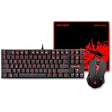 Gaming Keyboard and Mouse, Mouse Pad Combo, Backlit Gaming Mouse, LED Backlit Mechanical Gaming Keyboard, XL Gaming Mouse Pad, 87 key PC Gaming Keyboard Blue Switches Equivalent, K552-BA by Redragon